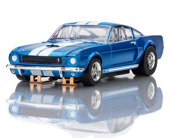 AFX 1966 Shelby Mustang GT350 HO Scale Slot Car (Blue/White) LWB Mega G+